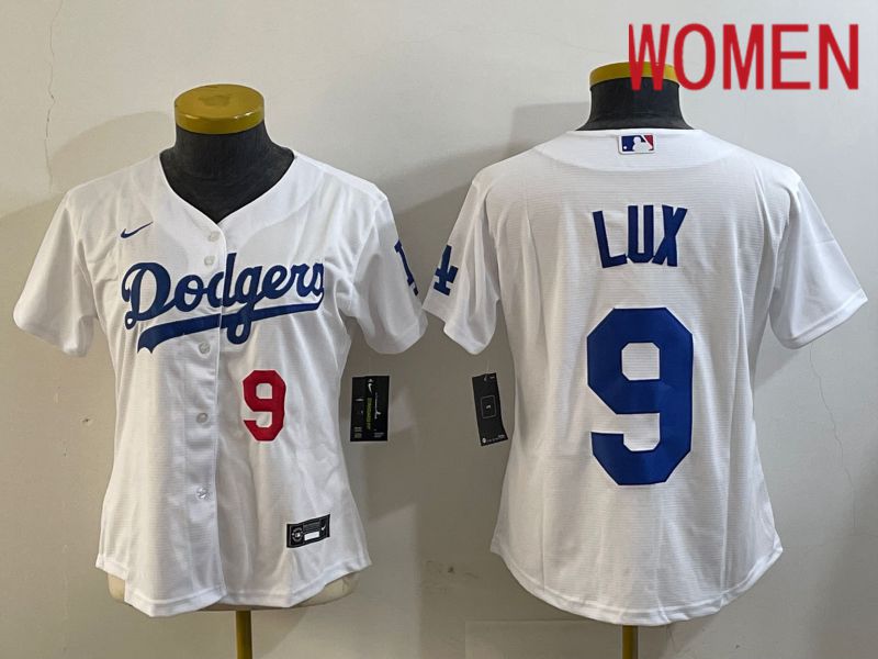 Women Los Angeles Dodgers #9 Lux White Game 2024 Nike MLB Jersey style 3->women mlb jersey->Women Jersey
